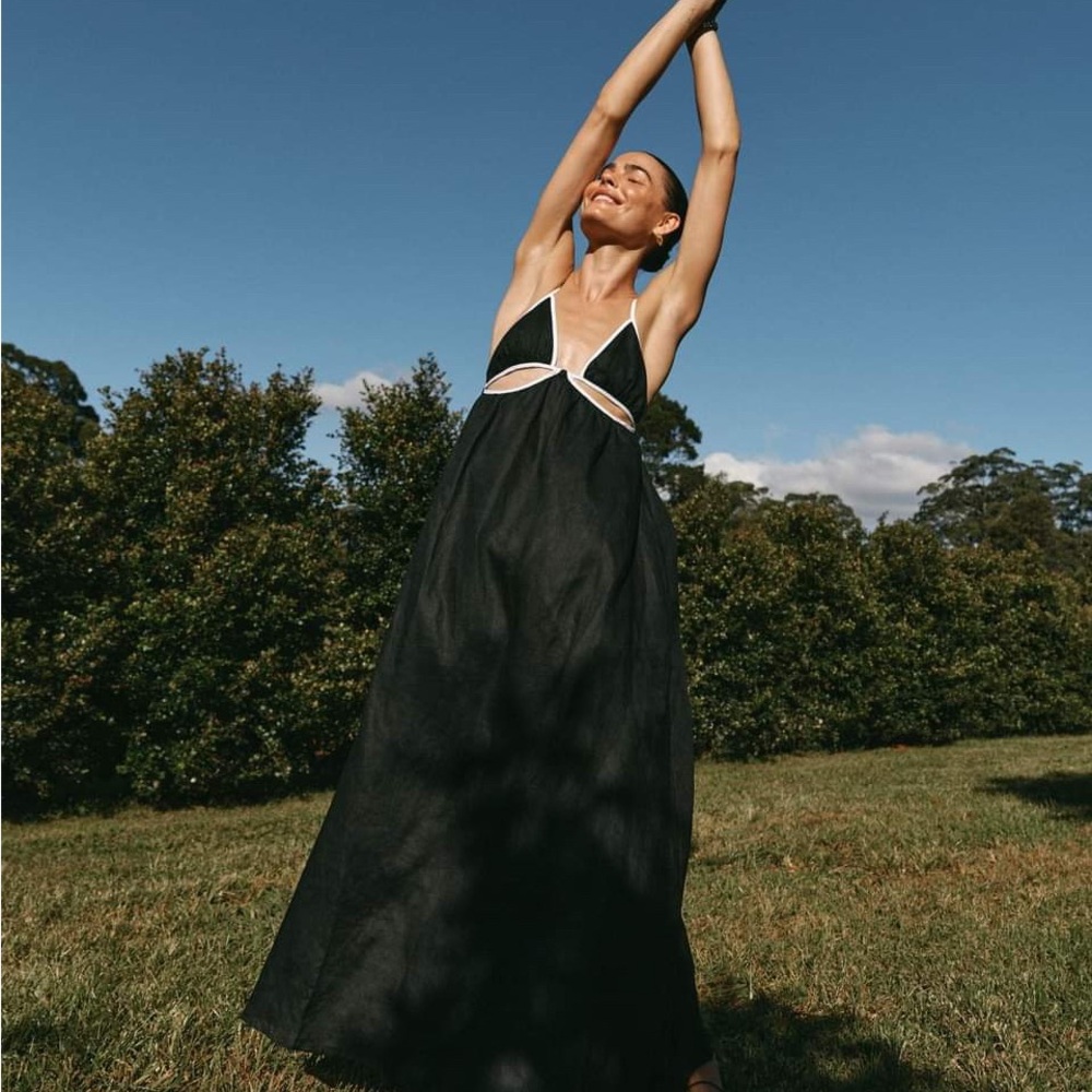 NWT DISSH Aiden Black Linen Binding Dress